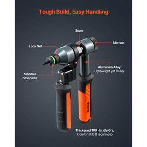 Kit Utensile per Rivetti a Cricchetto da 9 Pollici con 10 Mandrini e 100 Dadi, Misure Metriche e SAE M5 M6 M8 M10 M12 8-32 10-24 1/4-20 5/16-18 per Riparazione Auto - Product Image 3