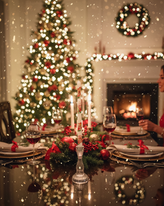 Bougie conique rose peinte à la main de qualité supérieure, magnifique illustration florale rouge-orange avec accents de feuilles vertes, sans fumée, décoration de Noël pour la maison - Product Image 3