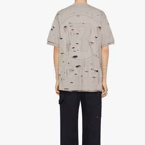 เสื้อยืดผู้ชายคุณภาพสูง ระบายอากาศได้ดี ดีไซน์ขาดๆ แบบมีสไตล์ ผลิตจากผ้าฝ้าย 100% ปรับแต่งได้ตามต้องการ รุ่นใหม่ล่าสุด - Product Image 2