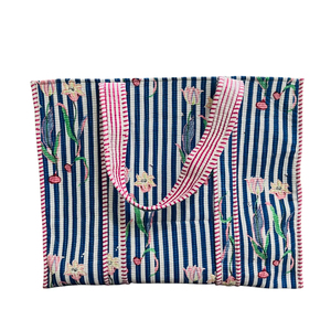 100% Cotton Indian Handmade Handblock Printed Quilted Vintage Fashion Shoulder <b>Tote</b> Bag-Tropical Palm Print Travel Shopping <b>Tote</b> - Product Image 1