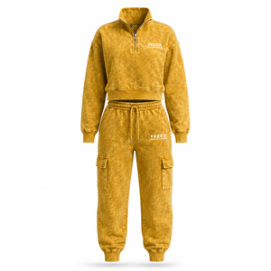 Trendy Acid Wash Hooded 100% Cotton <b>Women's</b> Winter Crop Hoodie Lace Rhinestone Embroidered Fleece <b>Baggy</b> <b>Trouser</b> 2-Piece Set - Product Image 1