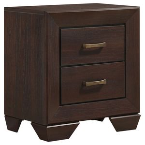 Mesita de noche rectangular de 2 cajones con acabado en cobre color cacao oscuro - Product Image 2