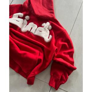 เสื้อฮู้ดดี้ผู้ชายไซส์ใหญ่ ผ้าฝ้าย 100% พิมพ์โลโก้ตามสั่ง ทรงหลวม ซิปหน้า ไหล่ตก ล้างสีแบบแอซิดวอช - Product Image 4