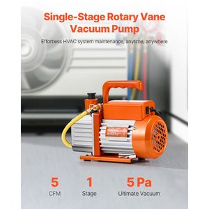 Bomba de vacío rotativa de paletas de una etapa de 5 CFM para sistemas HVAC R134a R22 R410a, kit de bomba de vacío sin aceite para aire acondicionado automotriz - Product Image 2