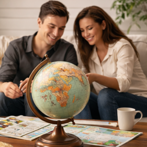 Globo Terráqueo Ejecutivo de Escritorio con Base de Hierro y Globo de Plástico |   Globo Terráqueo Educativo para Escritorio de Oficina, Mesa de Estudio y Decoración del Hogar - Product Image 2