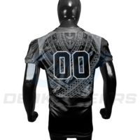 Maillot de football américain personnalisé en gros, col en V, sublimation, logo d'équipe en twill, manches courtes, séchage rapide, extensible dans les quatre sens, 100%
