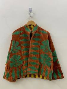Terracotta Velvet Suzani <b>Jacket</b> <b>Women</b> Handcrafted Floral Crewel Embroidered Crop Coat Open Front Ethnic <b>Jacket</b> - Product Image 2