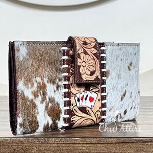 Nuevas Carteras de Mujer de Cuero Genuino con Diseño Floral Grabado en Piel de Vacuno, Múltiples Ranuras para Tarjetas, Protección RFID, Cartera de Viaje - Product Image 1