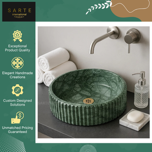 Colección Exclusiva de Lavabos de Mármol Verde Ecológico de Alta Calidad, Lavabo Moderno Hecho a Mano, Lavabo de Piedra Natural de Lujo - Product Image 2