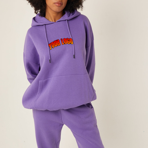 Ensemble de survêtement personnalisé en coton 100% uni, 2 pièces, pour femmes et hommes, avec sweat-shirts et pantalons de survêtement surdimensionnés - Product Image 2