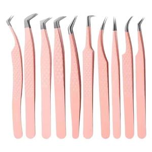 Pinzas para Pestañas Morje Surgical MS-ET-0007, Grandes, de Siete Puntas, 10 mm, Acero Inoxidable, Herramienta de Precisión con Agarre Perfecto, Mango Rosa - Product Image 1
