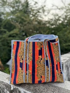 Handmade Quilted Velvet Tote <b>Bag</b>, <b>Boho</b> Jungle Print Shoulder <b>Bag</b> - Product Image 1