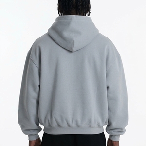 Wholesale High Quality <b>Men</b> Oversized Hooded Sweatshirt Solid Color <b>Fleece</b> Breathable Winter Wear Regular Fit Knitted Pocket - Product Image 4