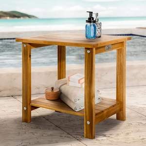 Mesa Auxiliar de Patio de Madera Adirondack, Mueble Decorativo Rectangular Rústico - Product Image 2