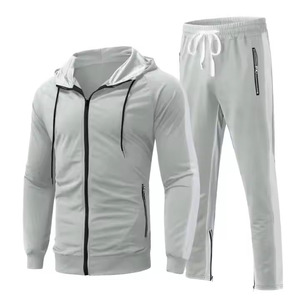 Men's Custom Hooded Tracksuit <b>Full</b> <b>Zip</b> <b>Sweatshirt</b> and Pants Set Casual Breathable Solid Color Jogging Wear Spring Style - Product Image 1