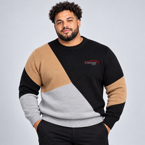 Pull pour homme durable avec tricot chaud, tissu doux, coupe confortable, col classique, poignets côtelés, idéal pour l'hiver - Product Image 1