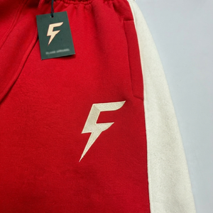 Men Cotton Fleece Hooded Jogging <b>Suit</b> <b>Red</b> White Side Stripe Eco-Friendly Sweatpants Tracksuit OEM Custom Logo - Product Image 4