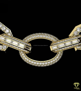 Luxury Hip Hop 925 Sterling Silver Iced Link Chain <b>Statement</b> Cuban <b>Necklace</b> with Moissanite Simulated Diamonds - Product Image 5
