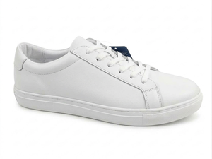 Baskets blanches en cuir véritable à lacets, bout rond, semelle extérieure en caoutchouc, semelle intermédiaire en EVA, chaussures décontractées toutes saisons pour la marche - Product Image 1