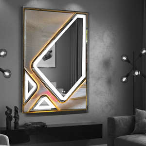 Elegant SS PVD frame <b>mirror</b> enhanced with premium fabric lamination for a unique and luxurious finish - Product Image 3