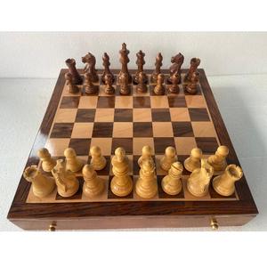Jeu d'échecs en bois de luxe artisanal avec boîte de rangement, pièces d'échecs professionnelles Staunton en bois, jeu d'échecs avec plateau en bois - Product Image 1