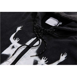 Sweat à capuche zippé rétro délavé pour homme, coupe ample en molleton de coton, style streetwear, idéal pour la gym, les voyages et le quotidien - Product Image 3