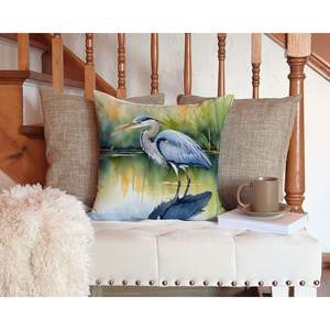 Blue Heron Stalking Prey <b>Throw</b> Pillow Machine Washable 14Hx14W Indoor Outdoor Decorative Pillow <b>for</b> <b>Couch</b> Bed & Patio - Product Image 3