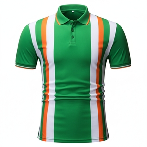 Camiseta Polo a Rayas Verticales, Algodón y Poliéster, Corte Ajustado, Manga Corta, Transpirable, Informal, de Verano, OEM - Product Image 2