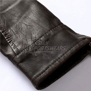 Vestes en cuir véritable pour hommes, design élégant et ajusté pour l'hiver, avec fermeture éclair, logo sur le devant, respirantes, écologiques, en vente - Product Image 4