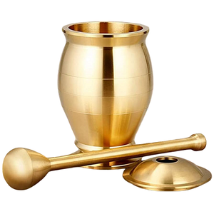High Quality Brass Mortar And Pestle With Polish Finished For Manual Coffee And Spices <b>Grinder</b> Kitchenware Metal Imam Dasta - Product Image 1
