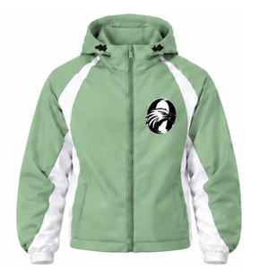 Chaqueta con Capucha y Paneles en Verde Salvia y Blanco, Chaqueta Deportiva Personalizada con Cierre Completo, Cortavientos Ligero para Entrenamiento Atlético, Ropa Deportiva para Equipos, Chaqueta para Exteriores - Product Image 1