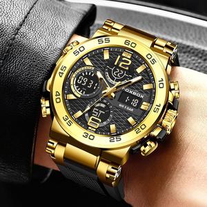 <span class=keywords><strong>Orologio</strong></span> da <span class=keywords><strong>uomo</strong></span> LIGE FB0033 al quarzo con cinturino in silicone, display <span class=keywords><strong>digitale</strong></span> e <span class=keywords><strong>analogico</strong></span> a LED, <span class=keywords><strong>orologio</strong></span> sportivo da polso impermeabile con lancette luminose - Product Image 1