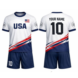 Conjunto de Camiseta y Pantalones Cortos de Fútbol Personalizados con Nombre y Número, Uniforme de Fútbol Blanco, Azul Marino y Rojo para Niños, Jóvenes y Adultos, Transpirable - Product Image 1