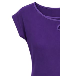 Manufacturer Customized Purple Women Casual Flower Neck T Shirt Soft Breathable Summer <b>Top</b> Short Sleeve Fashion Blouse Outfit - Product Image 3