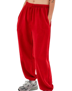 <span class=keywords><strong>Pantaloni</strong></span> Harem in <span class=keywords><strong>Velluto</strong></span> Rosso da Donna, Vestibilità Ampia, Casual, Lunghezza Intera, <span class=keywords><strong>con</strong></span> <span class=keywords><strong>Elastico</strong></span> in Vita e Tasche - Product Image 1