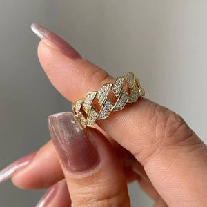 Bague en argent sterling 925 avec moissanite taille ronde, style chaîne cubaine, pour homme, sertie de diamants, type alliance éternité, bijoux hip-hop à maillons gourmette - Product Image 3