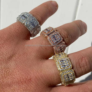 <b>925</b> Sterling <b>Silver</b> Baguette Cut Moissanite Classic Geometric Prong Set Rhodium Plated Unisex Wedding & Everyday Wear Gift <b>Ring</b> - Product Image 5