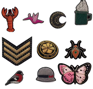 Appliques de luxe brodées à la main avec fil de bouillon, patchs brodés faits à la main pour poches de veste, badges à effet 3D en relief, écologiques - Product Image 2