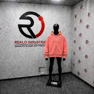 Sweat à capuche zippé pour homme en polaire corail vieilli avec manches cloutées, coupe oversize, imprimé géométrique, style décontracté pour l'automne, mode décontractée et confortable - Product Image 3