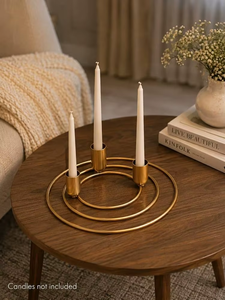 Candelabro de Hierro Artesanal con Tres Brazos y Diseño de Anillo Moderno, Decoración para el Hogar, Metal Duradero, Hecho a Mano, Impresión Personalizable - Product Image 6