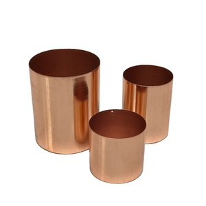 Metal Iron Copper Plated New Design Set of 3 Custom Cylinder Shaped Hot Sale Candle Vessels Top Decorative Scented Candle - Product Image 1
