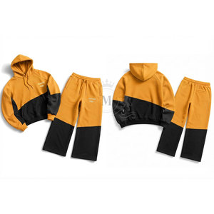 Conjunto Deportivo Unisex con Capucha y Bloques de Color, 100% Algodón, 450 g/m², Sudadera Casual con Bolsillos y Cordón Ajustable - Product Image 3
