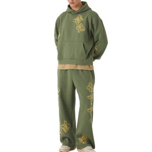 New Arrival 2026 Premium Quality New Design Customize 100% Cotton Logo Printed Acid Wash <b>Distressed</b> Streetwear Tracksuit For Men - Product Image 1