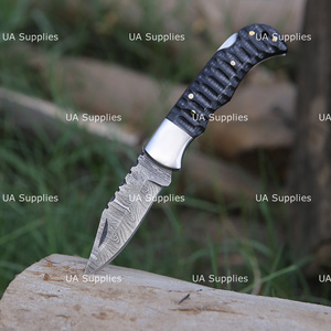 OEM UA Supplies Industrial Grade Damascus Steel Folding Pocket <b>Knife</b> Sculpted Wooden <b>Handle</b> Back Lock Razor Sharp <b>Knife</b> - Product Image 2