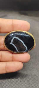 AAAAA Cabochon rainuré en laiton, Agate rayée étonnante, Pierre précieuse en vrac de guérison pour la fabrication de bijoux et la sertissage en clos - Product Image 2