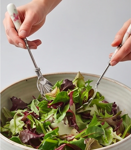 Poignée en résine blanche avec ensemble de couverts à motif floral rose tête d'argent élégante à manger essentielle parfaite pour la cuisine à la maison et les cadeaux - Product Image 5
