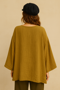 ชุดเซ็ตคอวีโอเวอร์ไซส์พรีเมียมทันสมัยสำหรับผู้หญิง ผ้าโพลีเอสเตอร์เนื้อนุ่ม ไม่ยับง่าย เสื้อแขนกว้าง ผลิตจากวัสดุรีไซเคิล กางเกงทรงหลวม ไซส์ M - Product Image 5