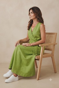 Robe longue 100 % coton à imprimé floral, manches courtes, taille naturelle, pour la plage et les vacances, coupe classique, avec poches, idéale pour l'été - Product Image 3