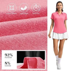 Camiseta rosa para mujer – Camiseta deportiva de golf – Camiseta deportiva transpirable – Ropa deportiva de manga corta - Product Image 4