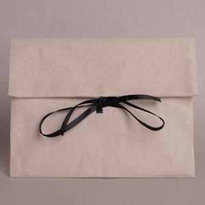 Factory Price Flap Custom Logo Cotton Flap Gift Bag Fold Over Packaging Pouch Ribbon Tie Textile Sleeve for Jewelry Bag - Product Image 6